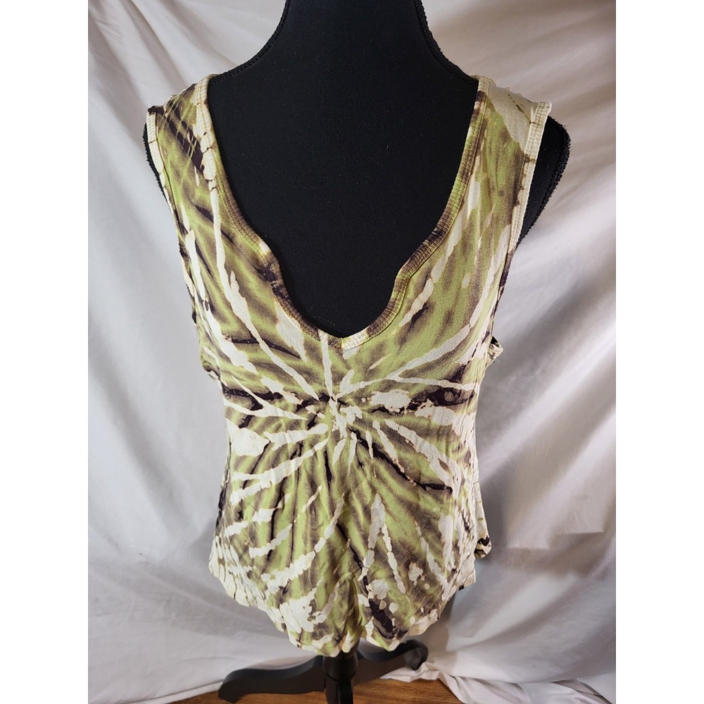 Glima Size XL Green Tie Dye Sleeveless Tee Shirt